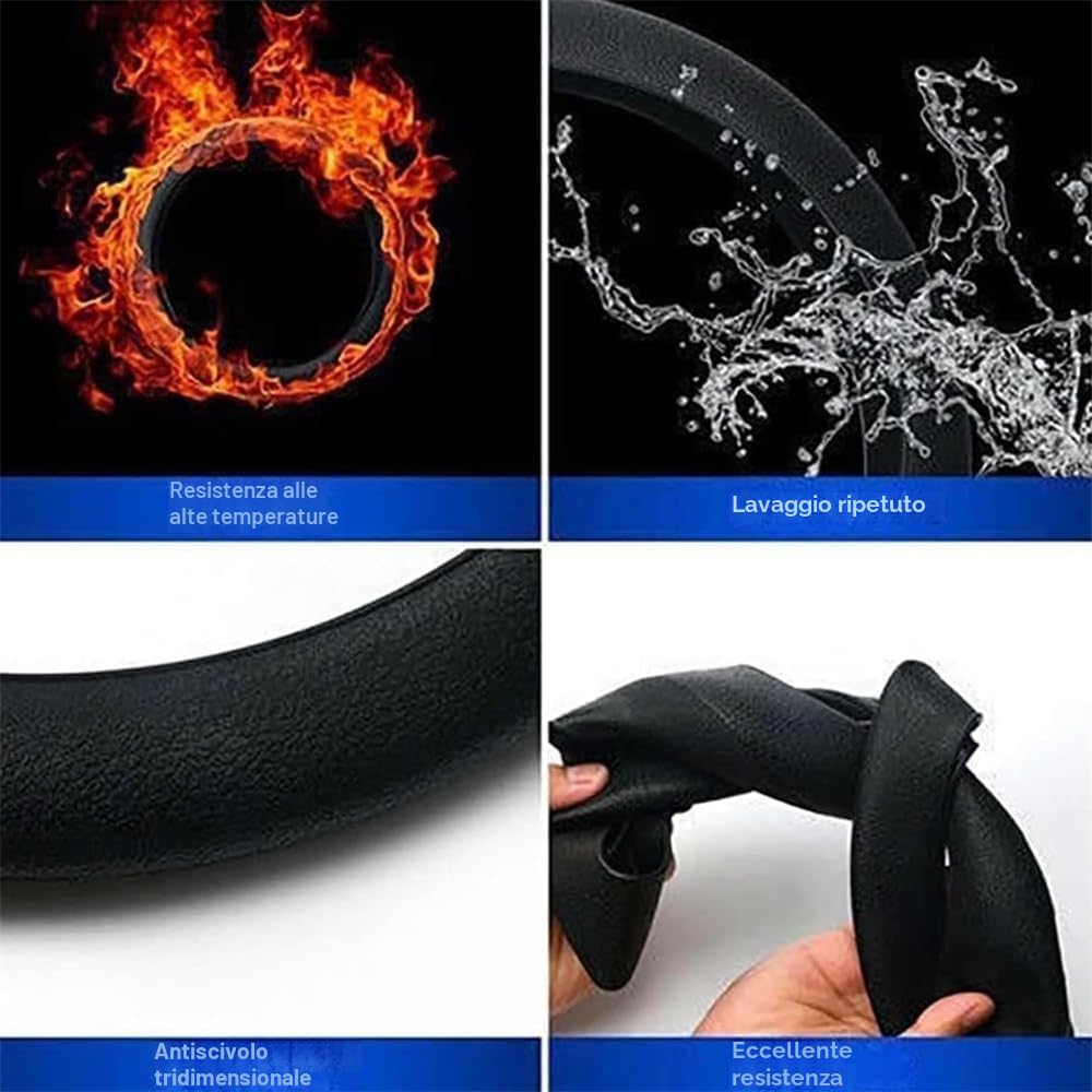 Coprivolante in silicone antiscivolo, protezione universale ultra sottile per il volante dell’auto, nero