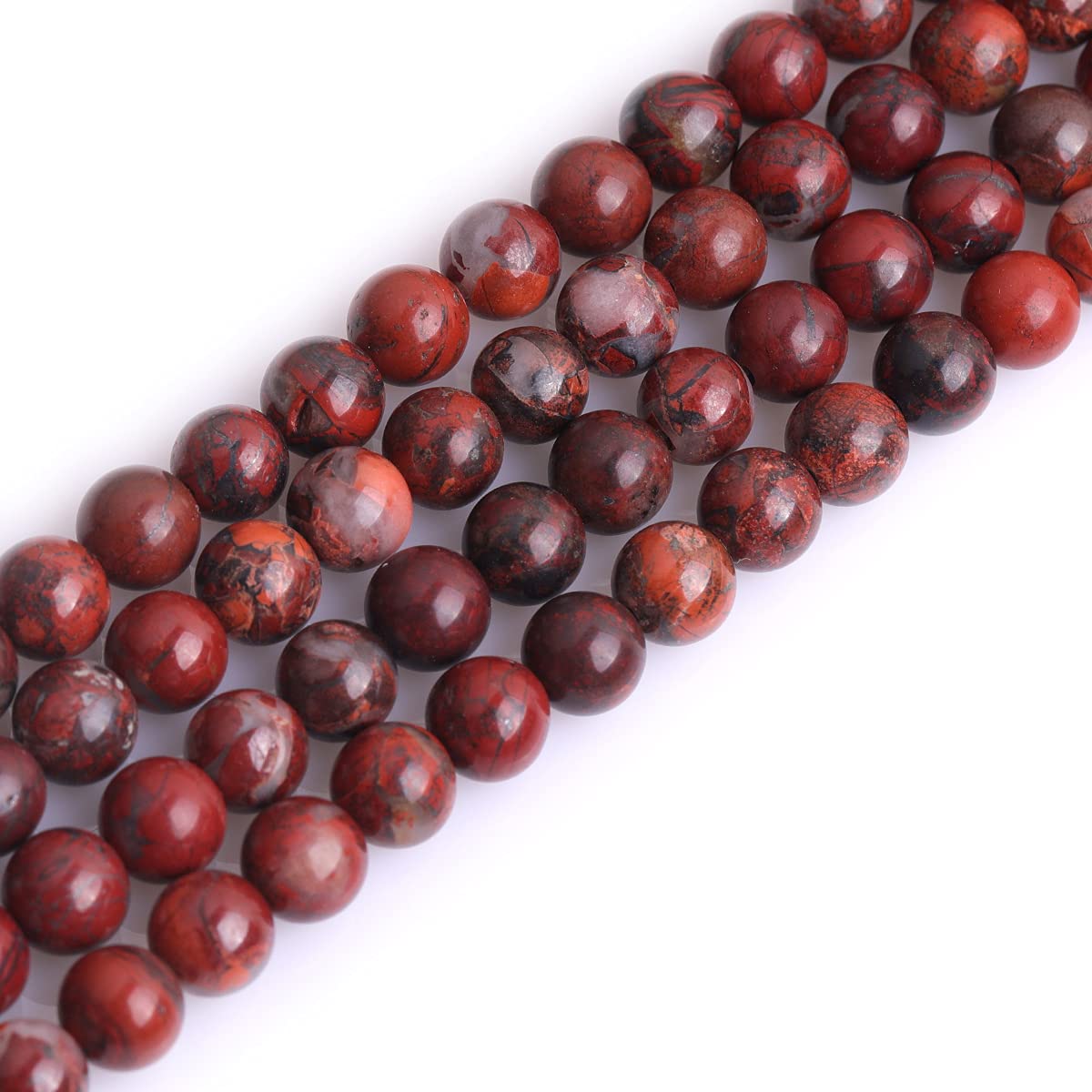 GEM-INSIDE CREATE YOUR OWN FASHION Dark Red Poppy Flower Jasper Beads 6mm Natural Crystal Round Loose Healing Seed Stone Gemstone Beads for Jewelry Making,Bracelet,Necklace Making 15"