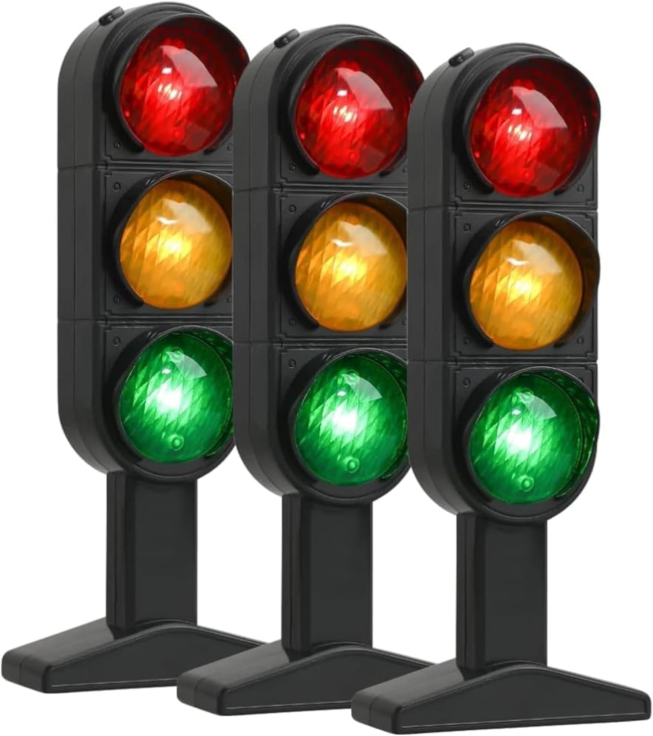 BEETO 3Pcs Traffic Light Toy Stoplight Model, 20x8cm Traffic Signs Light, Mini Stop Light, Pretend Play Traffic Lamp, Toy Simulation Traffic Lights, Child Educational Toy