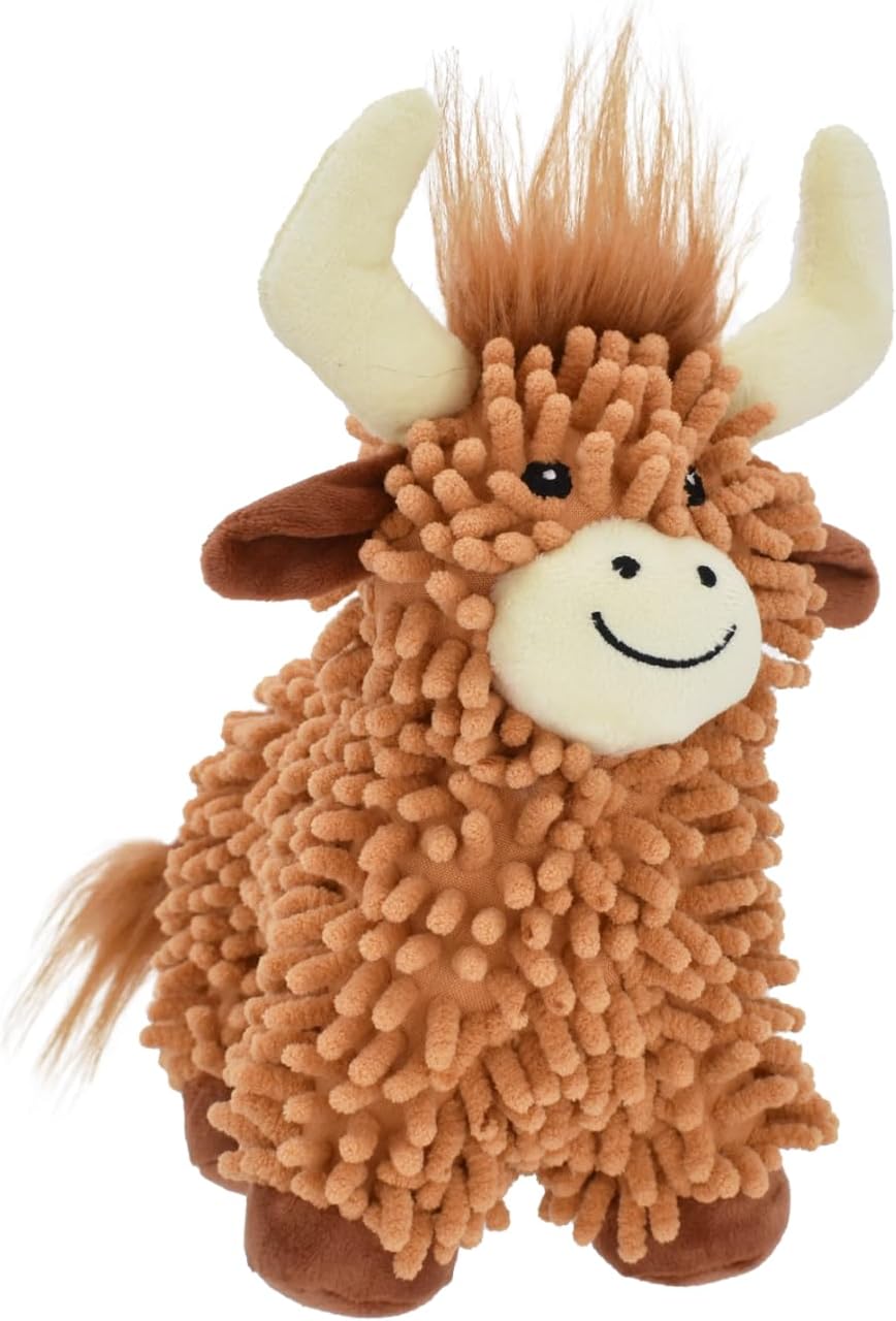 MULTIPETFloppy Highland Cow Size 10" Dog Toy Pack of 2