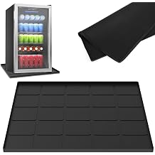 Mini Fridge Mat with Raised Edge, Mini Fridge Drip Tray, Mini Fridge Silicone Mat, Under Refrigerator Mat, Washer Dryer Cover Mat, Refrigerator Pan to Protect Floor Prevent Water Leakage Black