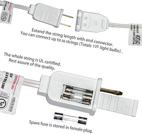 Miniatura 4 de Tira de luces LED de 50 pies para exteriores con 22 bombillas LED G40 inastillables (2 de repuesto), luces colgantes conectables para patio trasero