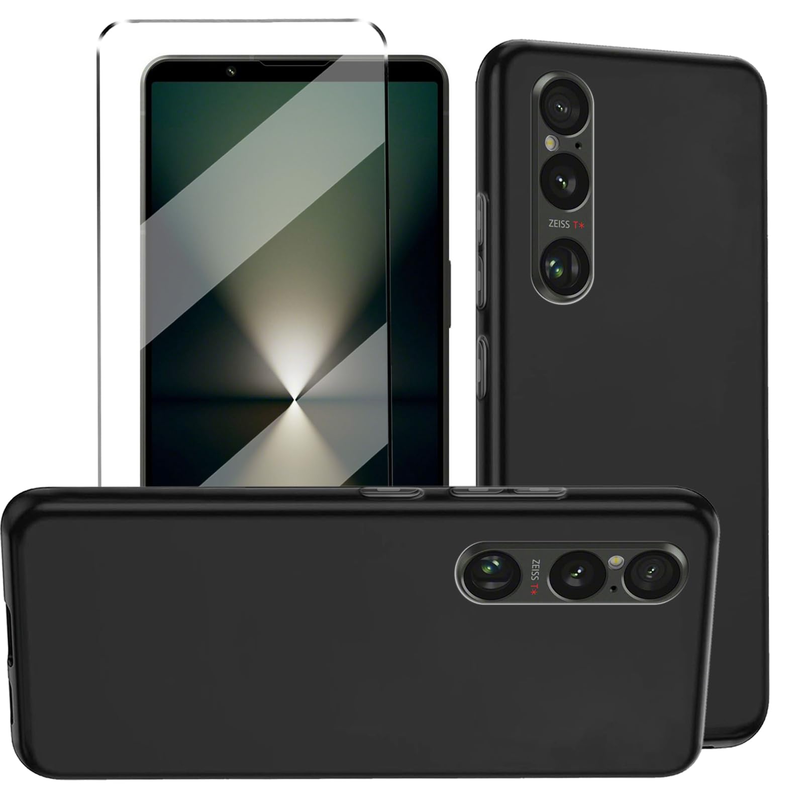 HuiYouMY 2-in-1 Case Compatible with Sony Xperia 1 VI Cover with 1 Pack Tempered Glass Screen Protector for Sony Xperia 1 VI