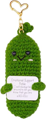 MuMyer Funny Positive Crochet Potato Keychain Handmade Emotional Support Knitted Wool Potato Doll Keychain Gift for Bag Charm