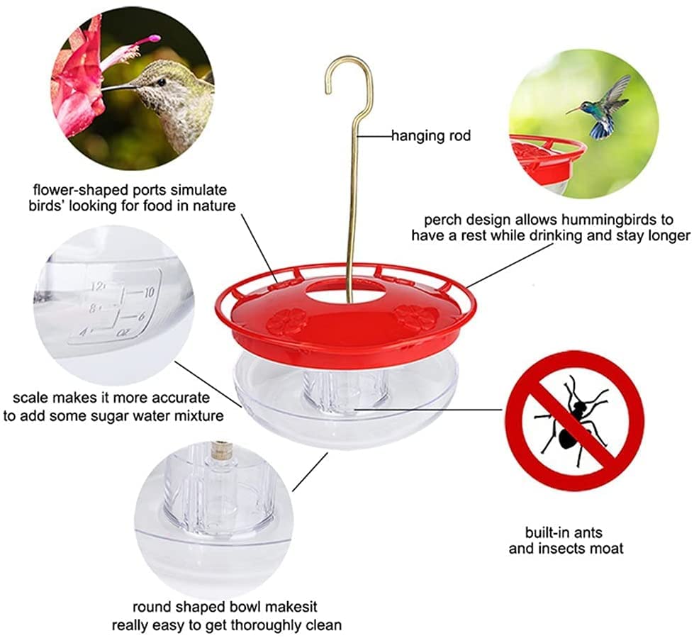 AOFUXTI Kolibri-Futterspender Aus Glas, 590 Ml – Mit Ameisengraben, Bienenresistent, Eichhörnchensicher – Für Garten & Balkon