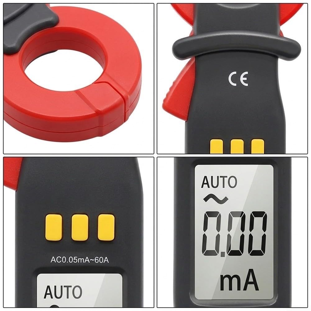 Medidor de abrazadera digital 60A probador de corriente CA Multímetro TRMS de rango automático para detección de fugas con mandíbula de 30 mm