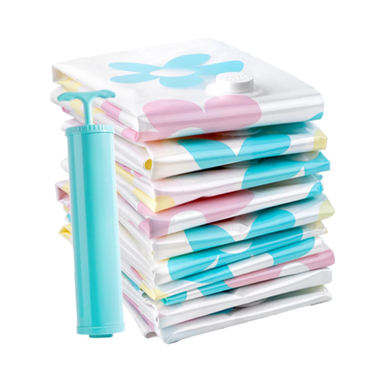 Cabilock Set 11 Pezzi Sacchetti Sottovuoto per Abiti e Piumoni Pompa Manuale, Materiale Pa e Pe, Compressione Salvaspazio per Viaggi e Conservazione Colore Casuale