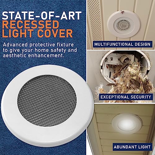 Recessed Light Cover Kit for Indoor and Outdoor Ceiling - Replacement Kit for Canned Lighting Fixtures, and LED Retrofit Downlights, Includes Mounting Ring, Trim Plate, and Screen, Paintable - Single