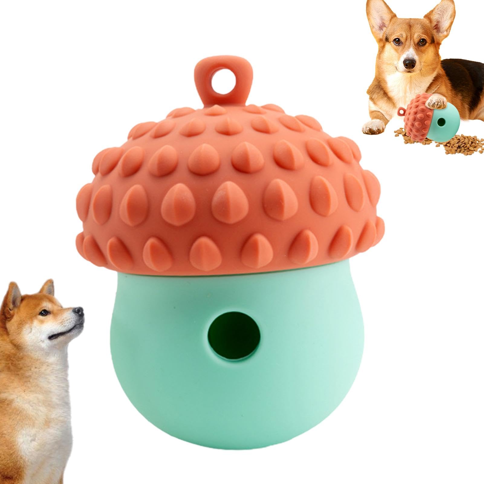 Ruhnjyg Dog Food Ball,Dog Food Dispenser | Acorn Shape Dog Toy Ball Dog Boredom Buster Toys, Interactive Dog Ball Puppy Training Pet Toys for Teeth, Iq Training, Playing
