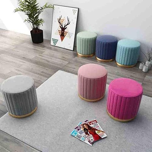 Miniatura 3 de ONDIAN Footstool Round Stool, Living Room Sofa Stool Foyer Changing Shoe Bench Stool,Fluff DesignD
