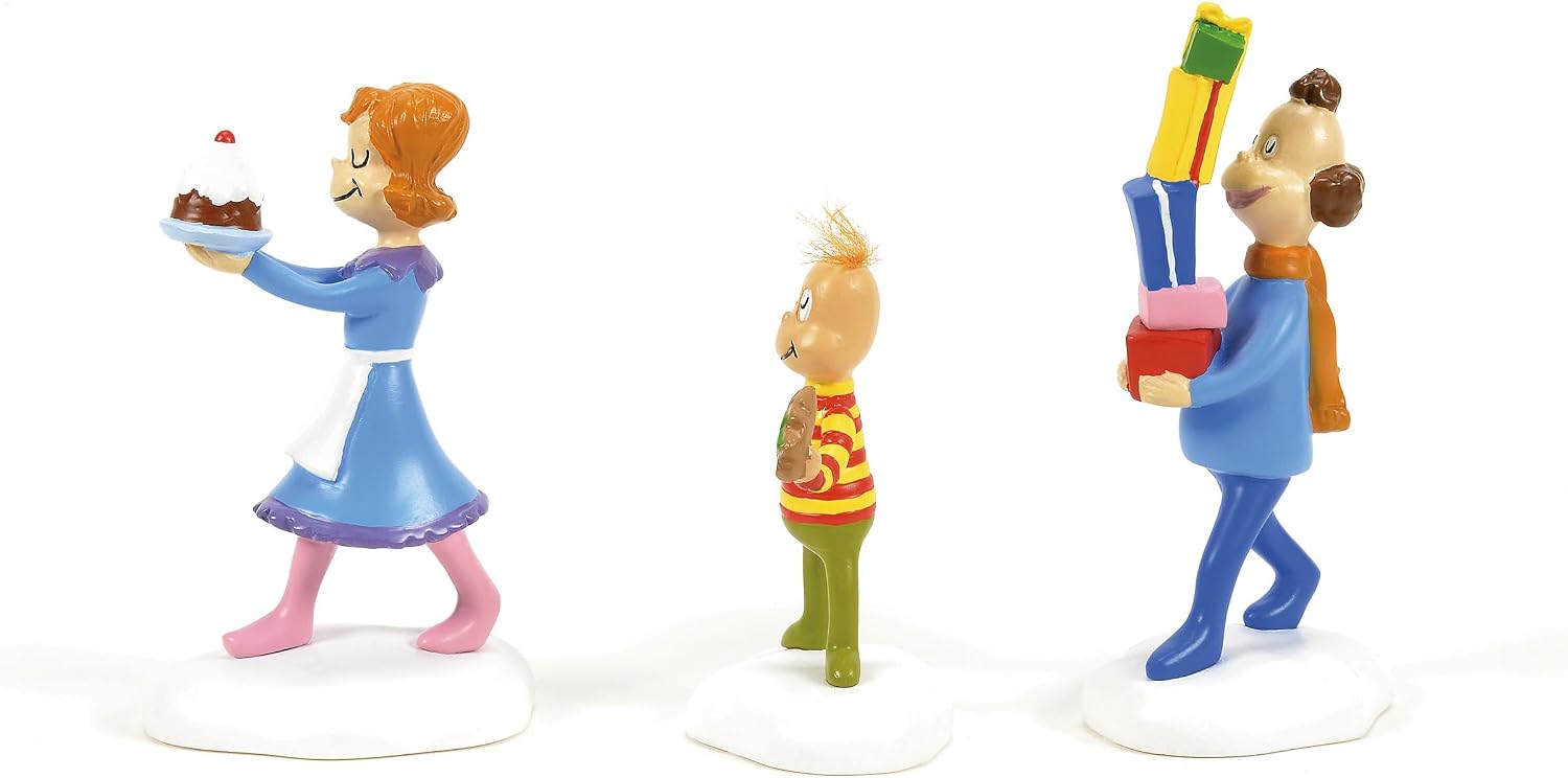Department 56 Dr. Seuss Grinch Village Accessories Who-Ville Friends and Neighbors 3-Piece Figurine Set, Various Sizes, Multicolor