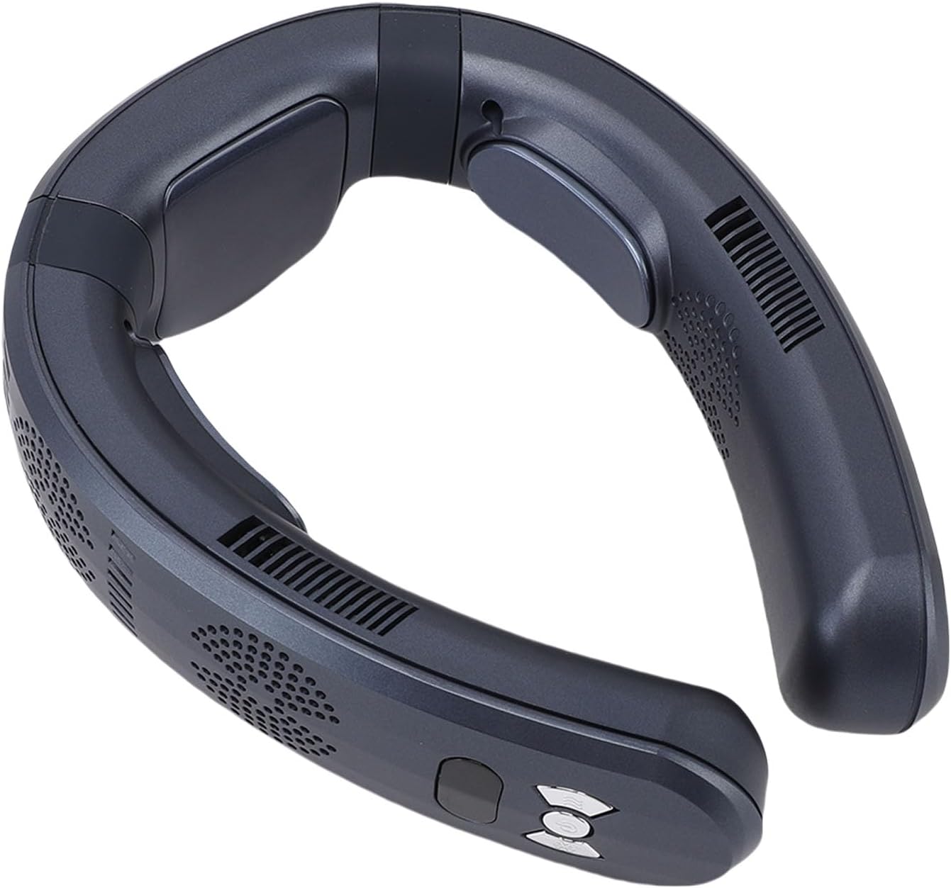 Luqeeg Portable Bladeless Personal Fan, USB Cordless Rechargeable Fan, Wearable Headphone Design, 3 Wind Speed with Built in Noise Cancellation for Travel, Beach, Cycling, Camping (navy blue)