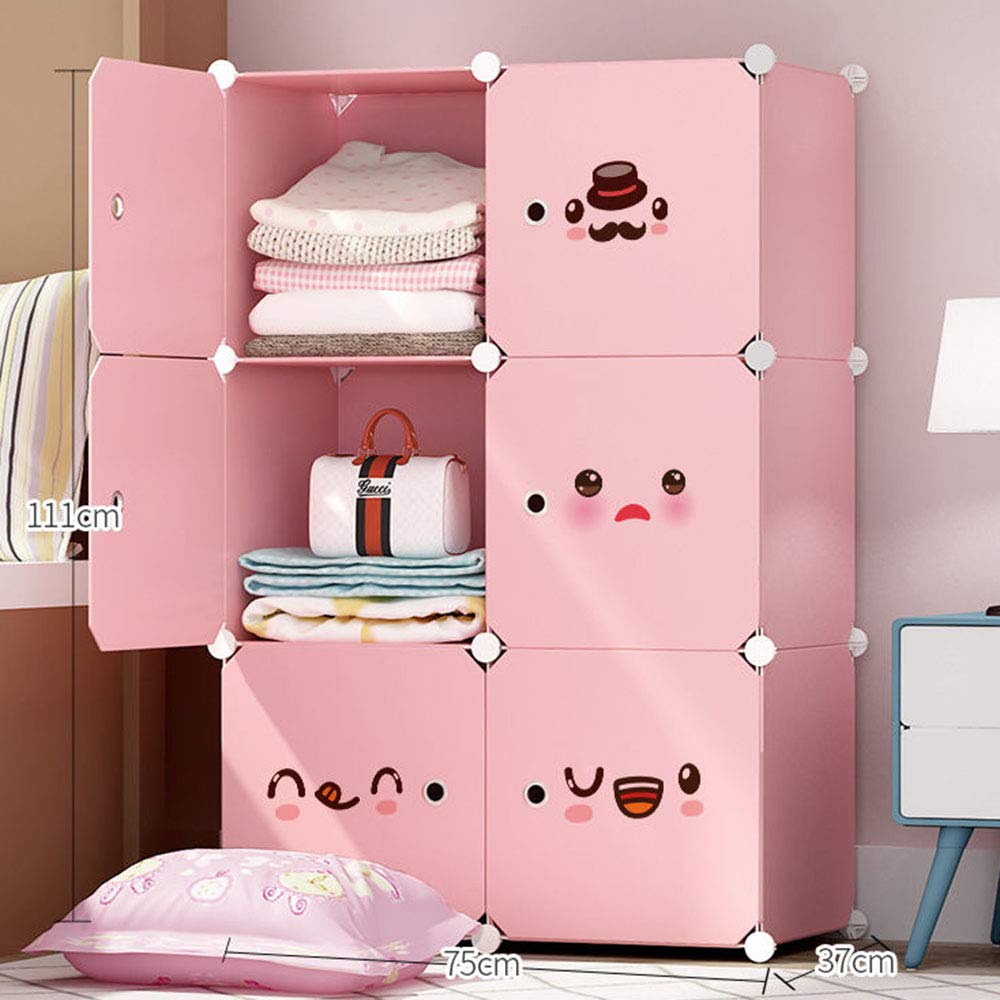LLMLCF Kids Closet, Portable Organizers Dresser, Portable Closet, Wardrobe Baby Storage Organizer - Children Bedroom Armoire Children Dresser Cube Organizer,H