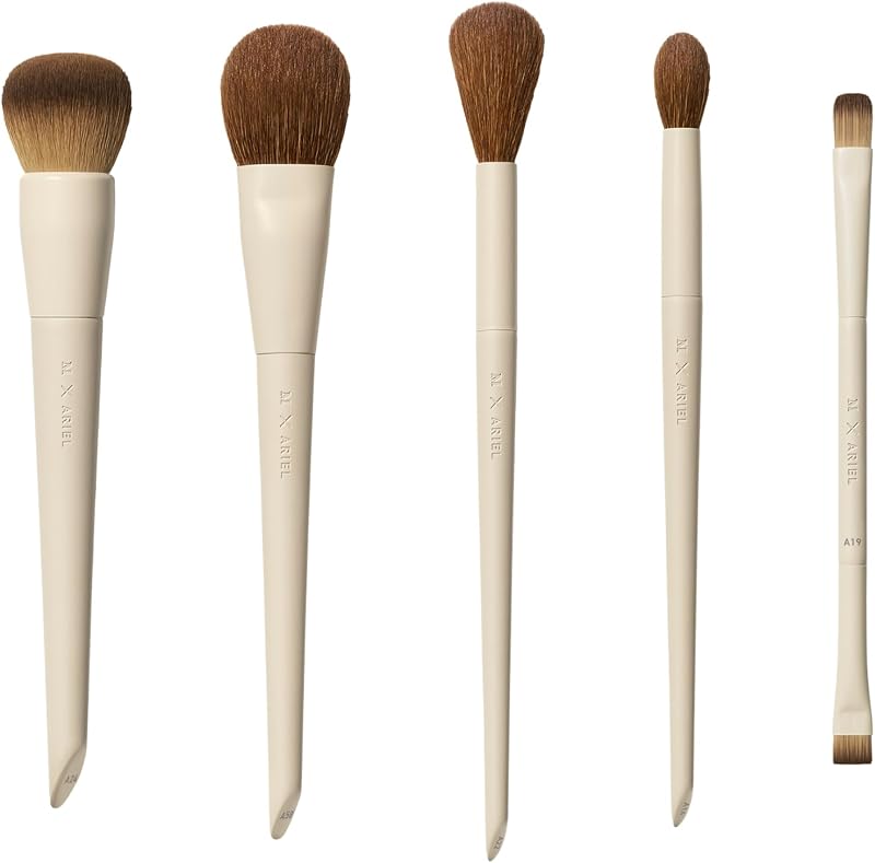 Morphe x Ariel Full Makeup Brush Collection - Includes A24 Foundation, A58 Cream Contour, A19 Dual-Ended Concealer, A14 Precision Setting, and A22 Blush Brushes (5 Piece Set)
