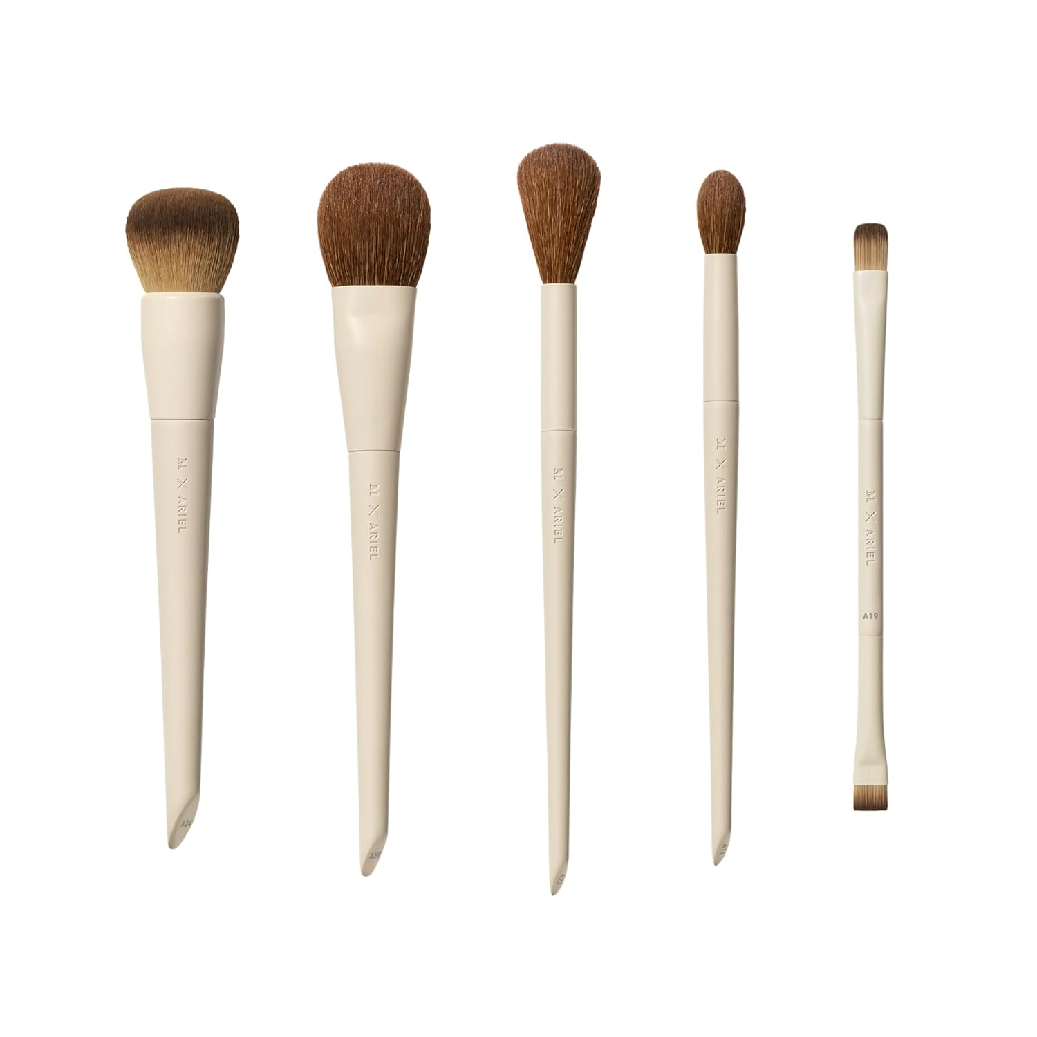 Morphe x Ariel Full Makeup Brush Collection - Includes A24 Foundation, A58 Cream Contour, A19 Dual-Ended Concealer, A14 Precision Setting, and A22 Blush Brushes (5 Piece Set)