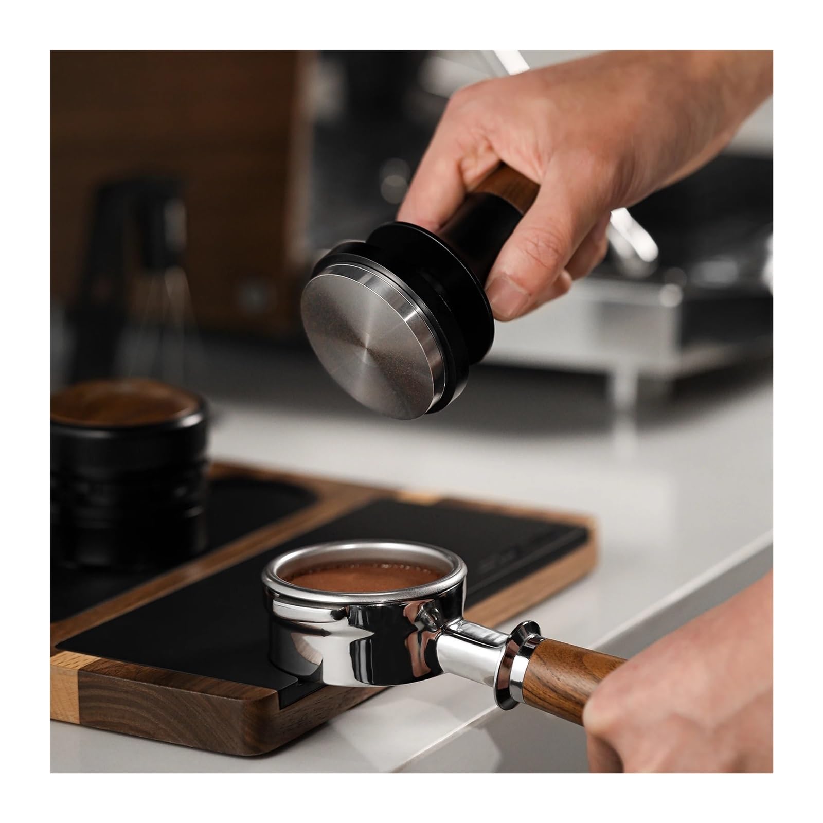 Prensa De Café A Presión Constante De 30 Libras, 51mm, 53mm, 58mm, Prensas Planas For Espresso Con Herramienta De Barista Con Resorte Calibrado(53mm,Thread set)