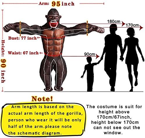 Miniatura 2 de YOWESHOP Adult Gorilla Inflatable Costume - Christmas Inflatable Costume Gibbon Chimp Monkey Fancy Dress Blow Up Suit