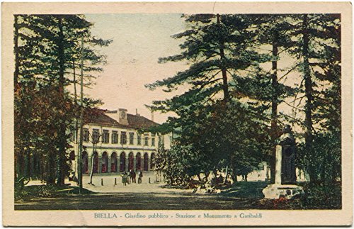 1933 Biella giardino pubblico stazione monumento Garibaldi Vercelli FP COL VG Cartolina Postale