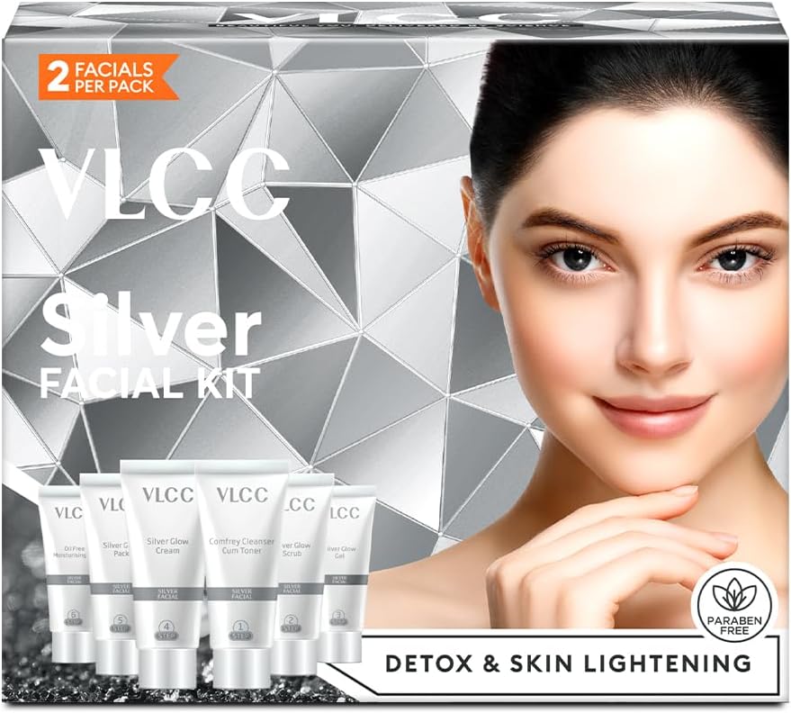 Silver Facial Kit - 60 g | Skin Purifying and Detoxing Facial. Excess Oil control. Helps balance pH & bright complexion. Silver Powder, Winter Cherry, Licorice Extract, Orange & Lemon Extract.