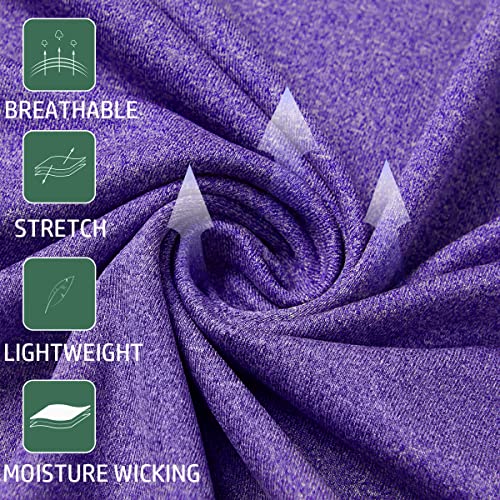 MANSDOUR Men's Quick-Dry Active Sports Shirts Quarter Zip Long Sleeve Running Pullover Tops Outdoor Sweatshirt (Purple, L)