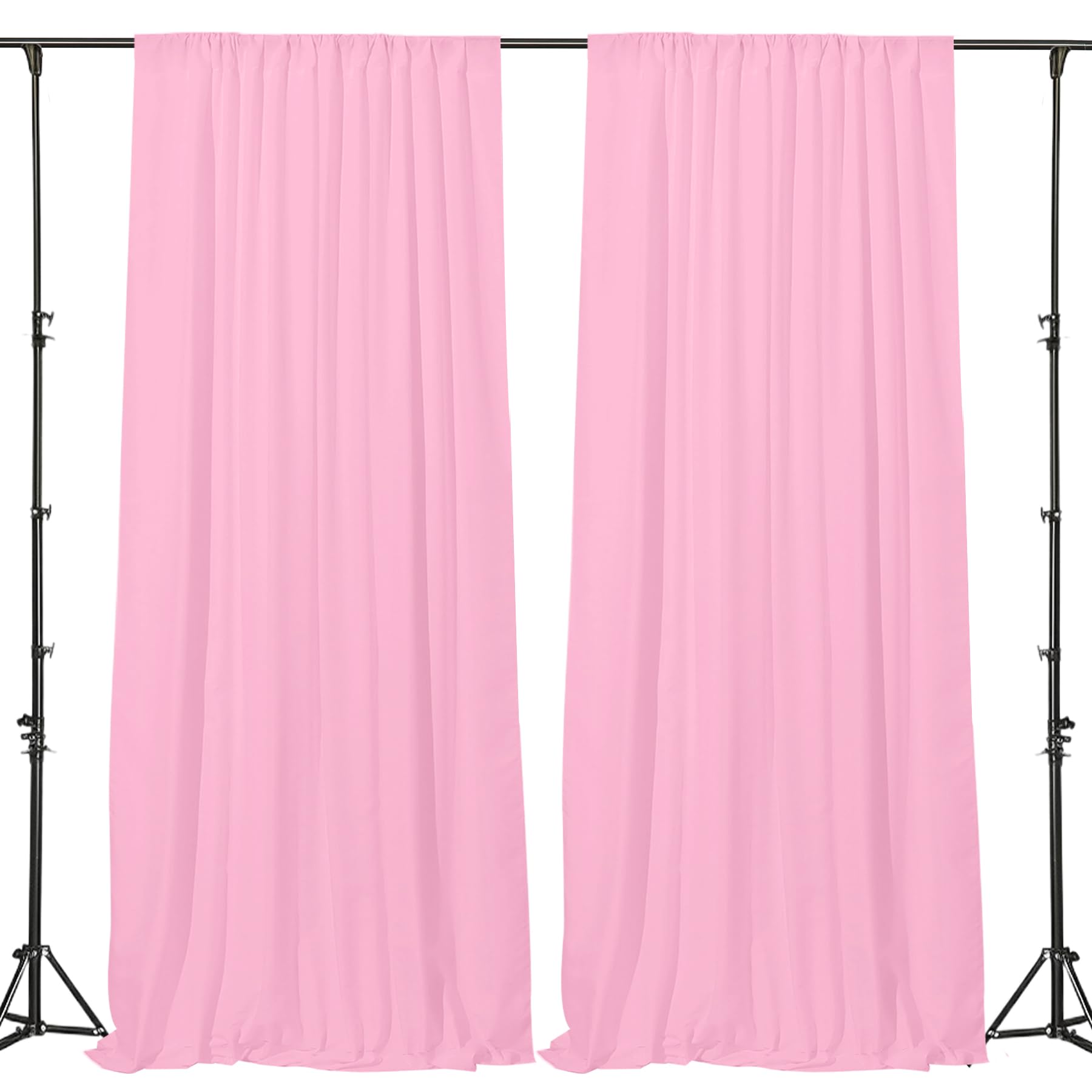 Gallety Pink Backdrop Curtain for Wedding, Photo Backdrop Curtain for Bridal Shower Decorations - 10FT x 10FT Pink Backdrops Fabric with Rod Pockets