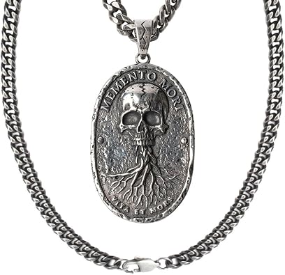 Hero Company Stainless Steel Pendant Necklace for Men Memento Mori | Memento Mori Vita Et Mors Pendant, Mens Jewelry & Accessories, Helps Pair Military Veterans With Service Dogs