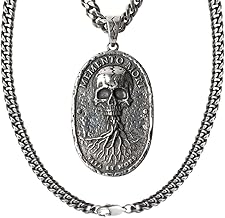 Hero Company Stainless Steel Necklace for Men - ‘Memento Mori Vita Et Mors’ Necklace Pendant for Father's Day - Helps Pair Veterans With A Service Dog