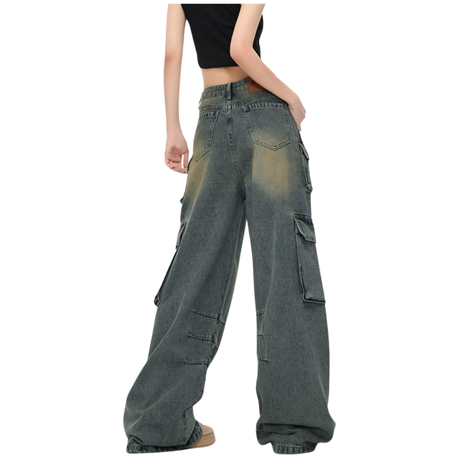 Vaqueros Mujer Ropa Tejanos Invierno Pantalón Elasticos Casual Vaquero Pantalones Baggy Ancho Rectos Tallas Grandes Ligero Pantalon Primavera