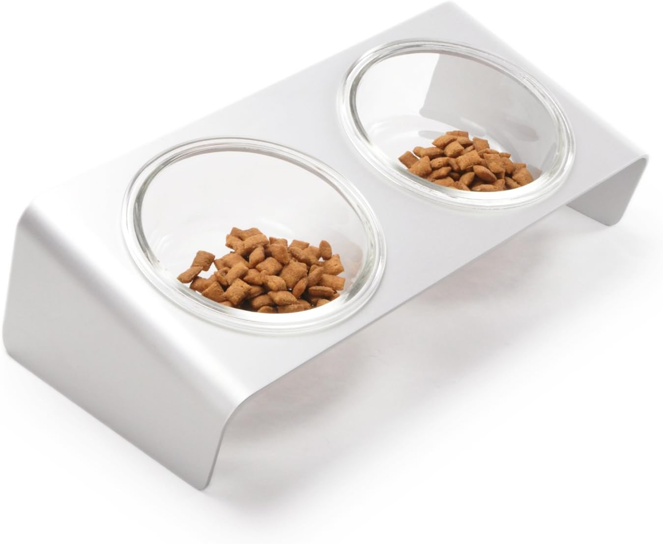 Elevated Cat Feeder with Glass Bowls