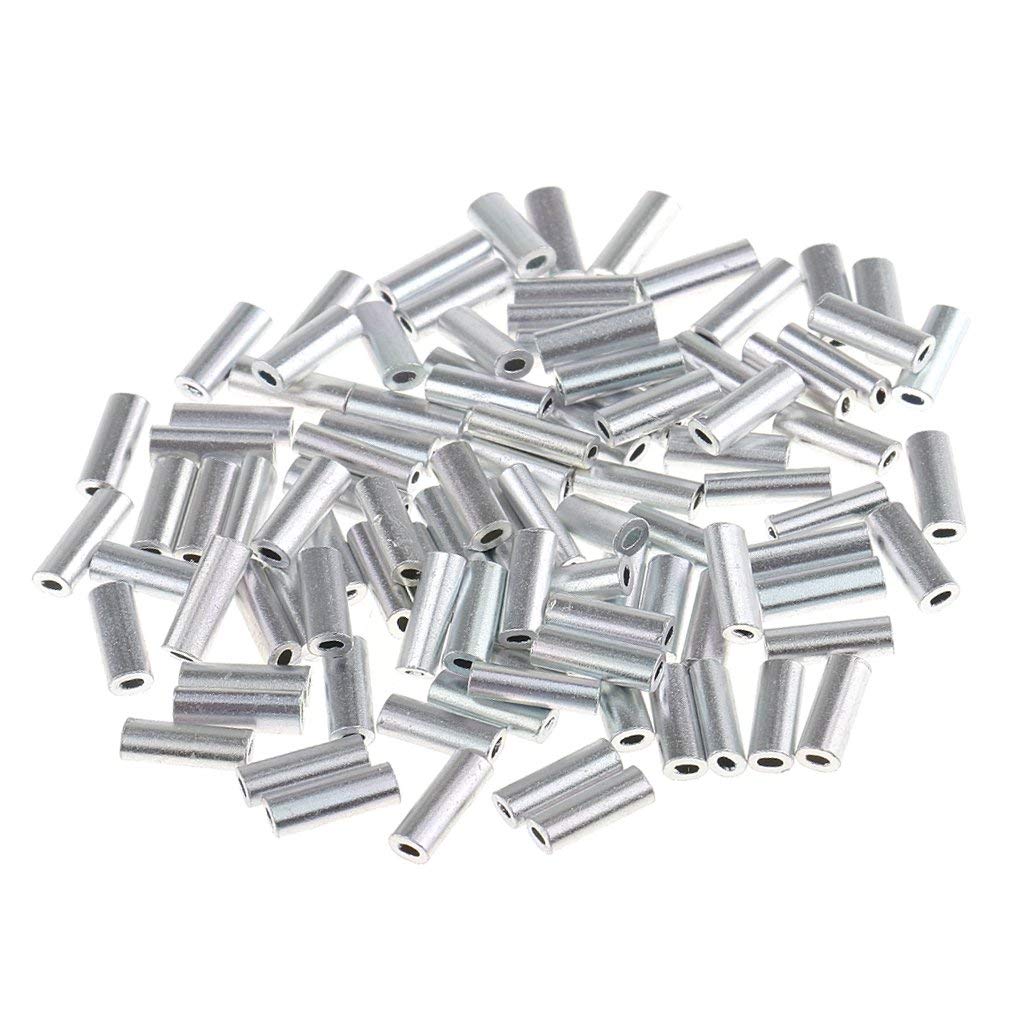 Guaina per filo da pesca, diametro interno 1,0 mm - 1,5 mm, per crimpare singolo barilotto in alluminio, kit per attrezzatura da pesca (100 pezzi)