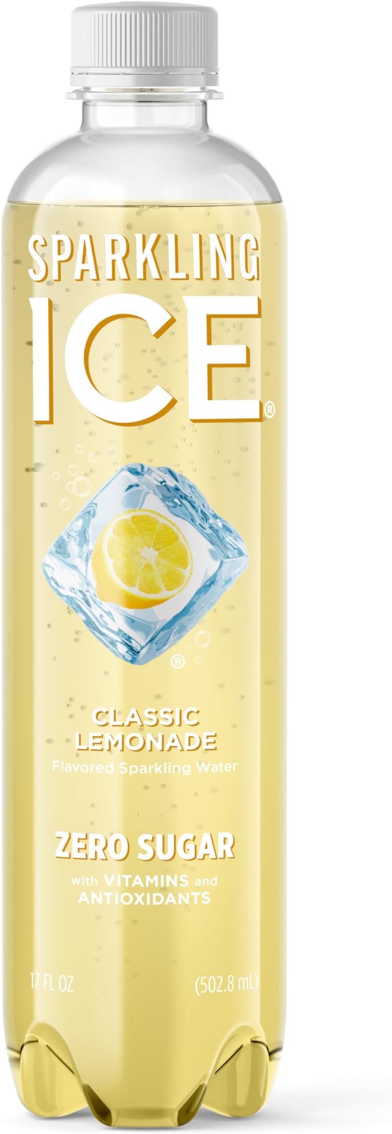Sparkling Ice, Classic Lemonade Sparkling Water, Zero Sugar Flavored Water, with Antioxidants and Vitamins, 17 fl oz Bottle