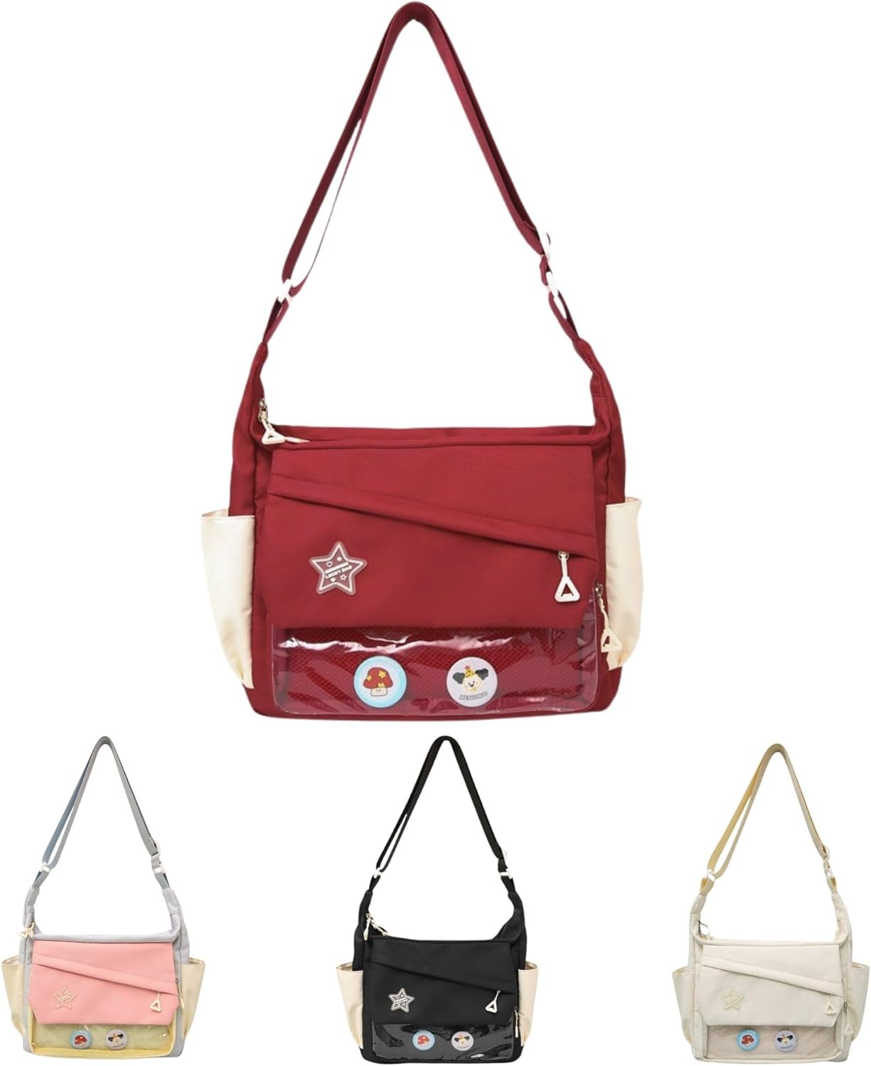 Y2k Star Ita Messenger Crossbody Bag For Women,Cute Japanese Anime Pin Display Bag For Cosplay Tote Shoulder bag