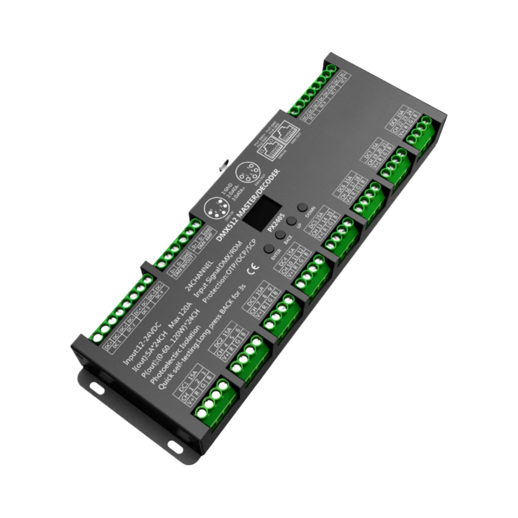 Décodeur basse tension PX2405-OLED 24CH 5A pour ruban LED - 2