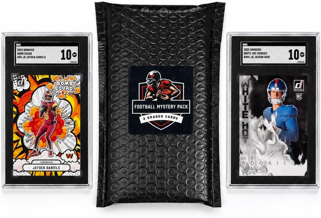 Football Mystery Slabs | 2 Graded Cards | Grade 8+ Guaranteed | PSA, SGC, GMA, and More