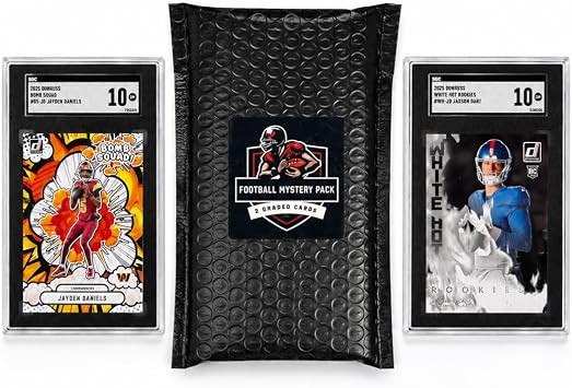 Football Mystery Slabs | 2 Graded Cards | Grade 8+ | PSA, SGC, GMA, and More