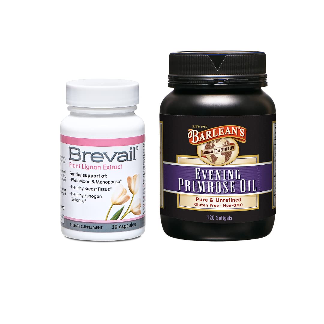 Barlean's Women's Hormone Support Bundle, Brevail &amp; Primrose Oil, Lignans