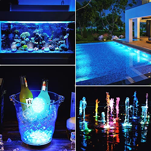 Vfolo Rechargeable Magnetic Submersible Led Lights, Super Full Waterproof Underwater Pool Light, 17 Bright Beads 16 Rgb With Remote Rf, Suction Cups And Magnets Bathtub Light For Pool/Pond/Party Decor #TOP5
