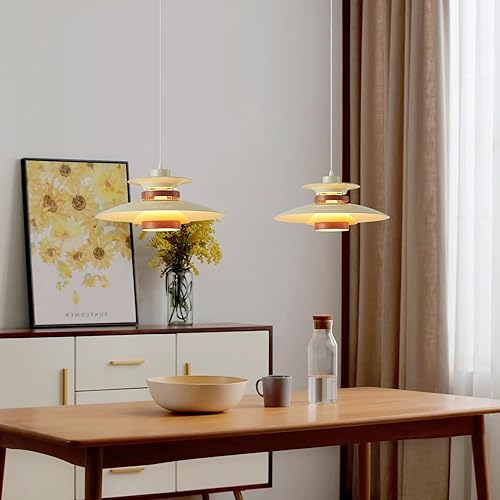 Miniatura 8 de Lámpara colgante ajustable para isla de cocina, acabado de aluminio y madera, 1 luz E26 base colgante de techo para comedor, tienda, restaurante