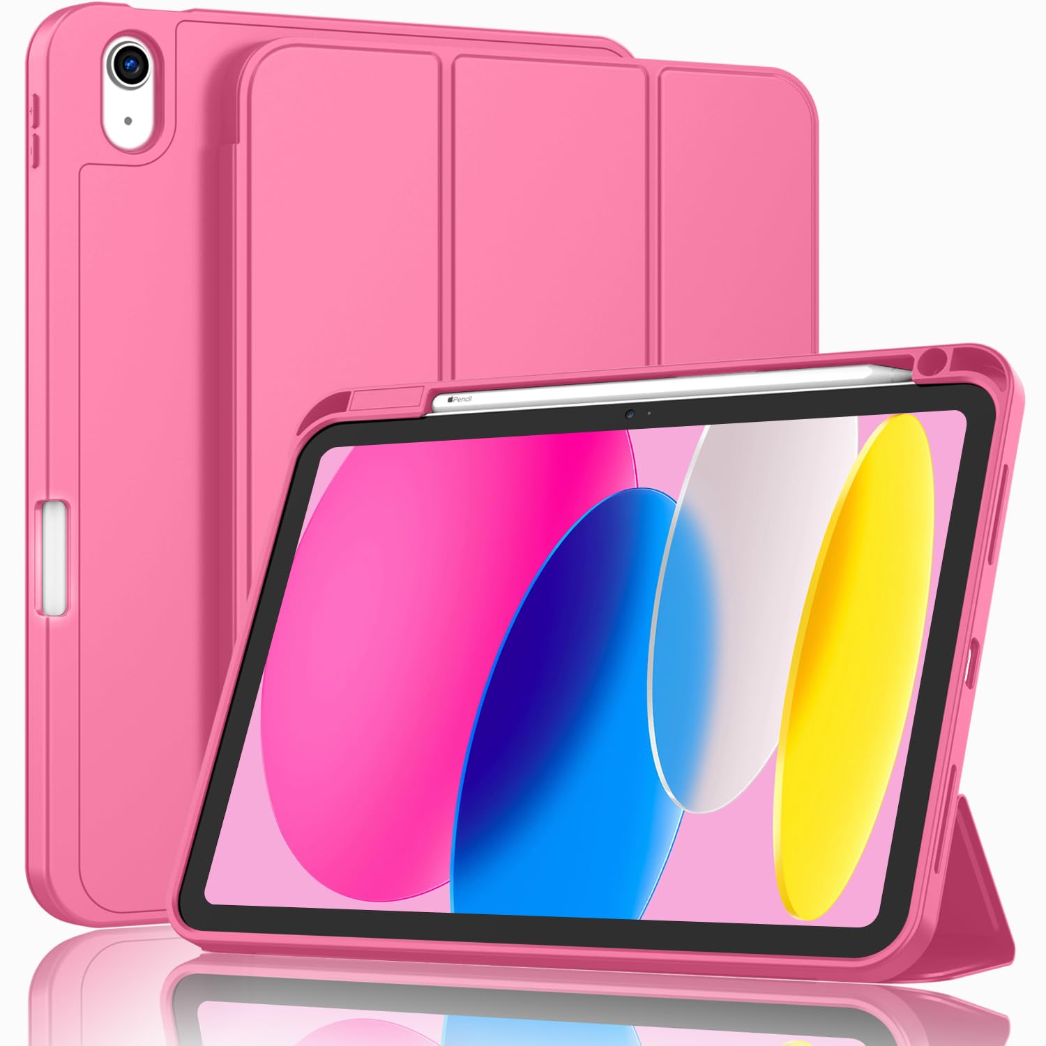 ZryXal iPad (A16) Case/iPad 10th Generation Case [11-Inch 2025/10.9 Inch 2022] with Pencil Holder, Smart Cover with Soft TPU Back [Support Auto Wake/