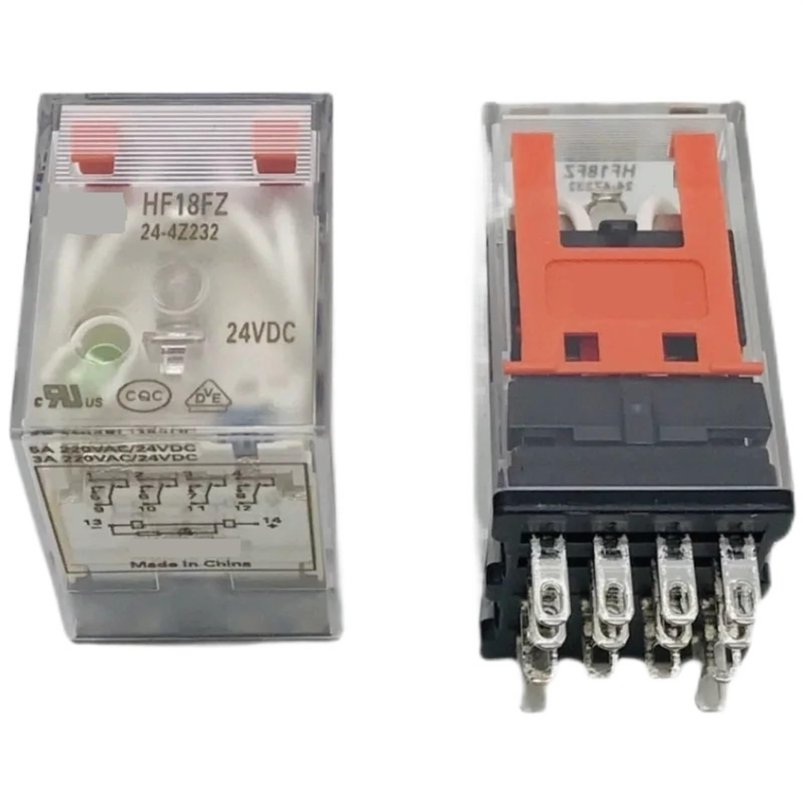 Relais 18FZ-24-4Z232 024VDC pour commuter 4 circuits 5A avec indicateur LED