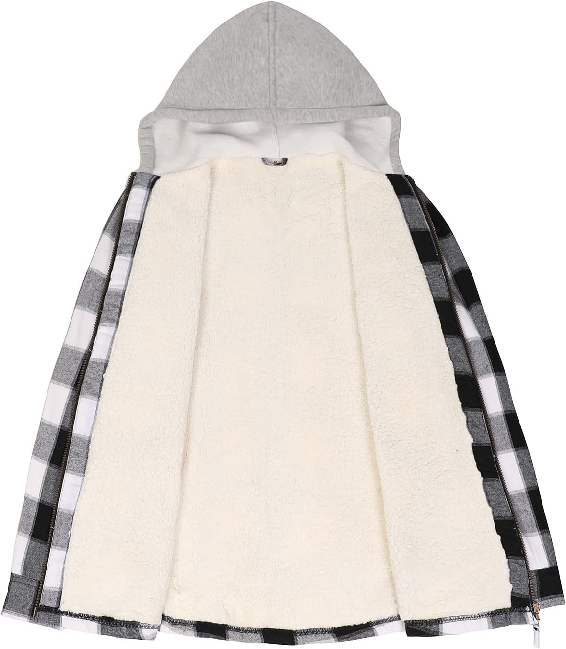 ZENTHACE Women's Hooded Flannel Shirt Jacket,Sherpa Lined Full Zip Fall Winter Plaid Shacket - Image 4