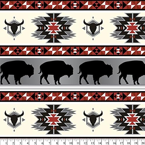 Tribal Buffalo Roam Fleece Throw Blanket with Finished Edges