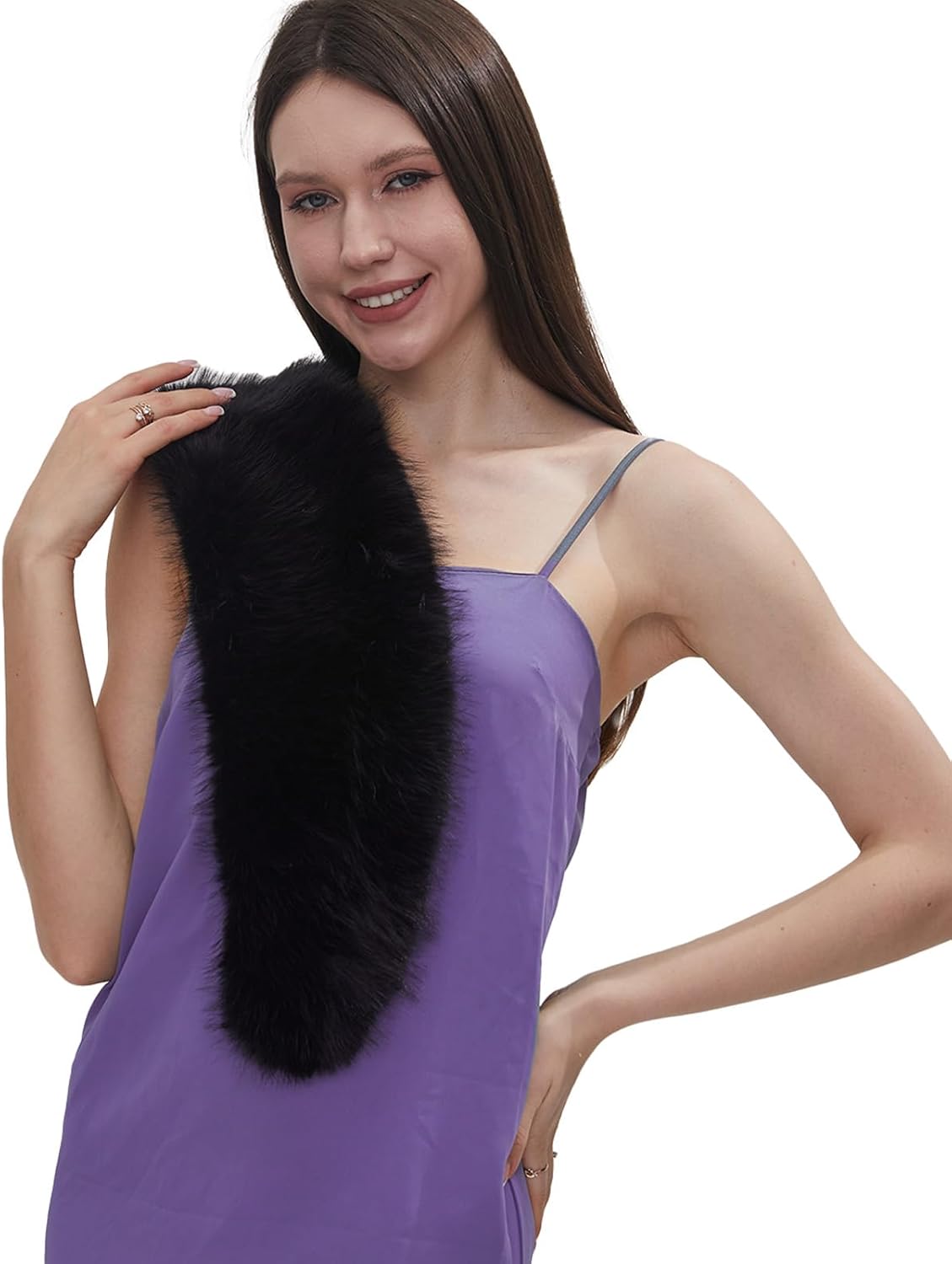 55 Inch Womens Faux Fur Scarf Neck Collar Warmer Stole Shawl Lady Evening Scarf Wrap for Cold Winter - Image 7