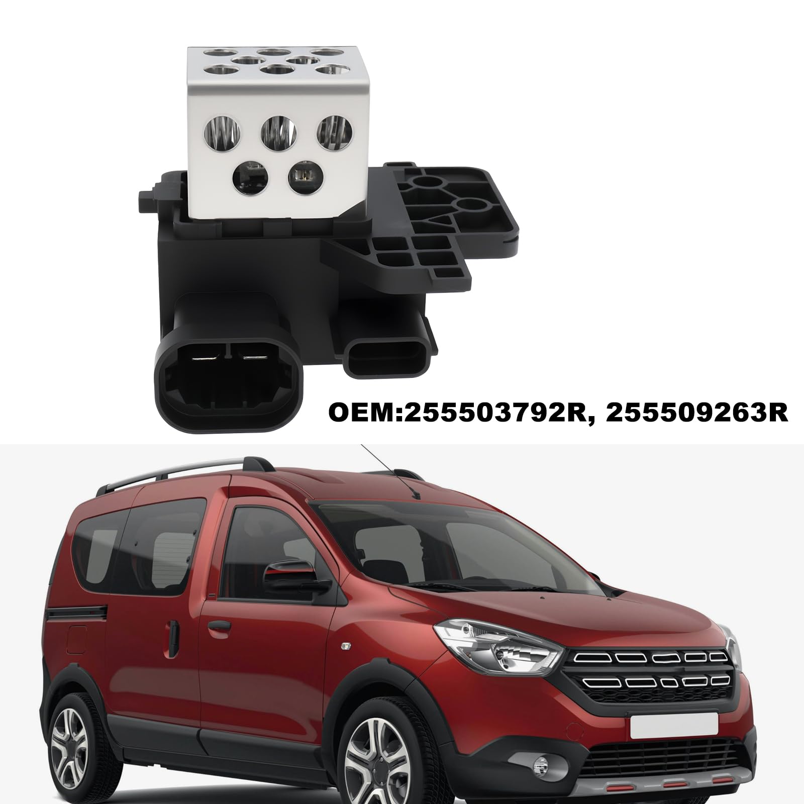Gebläsewiderstand 6 Pol für Heizgebläse Kompatibel mit 255503792R 255509263R Kompatibel mit Dacia Dokker Duster und Kompatibel mit Renault