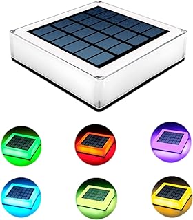 KPL Solar Post Cap Lights Outdoor, Deck Post Lights Waterproof with 7 Color Changing, Light Sensor Fence Lights for 4x4 5x5 6x6 Posts Patio Pool Garden Decoration, Multicolor