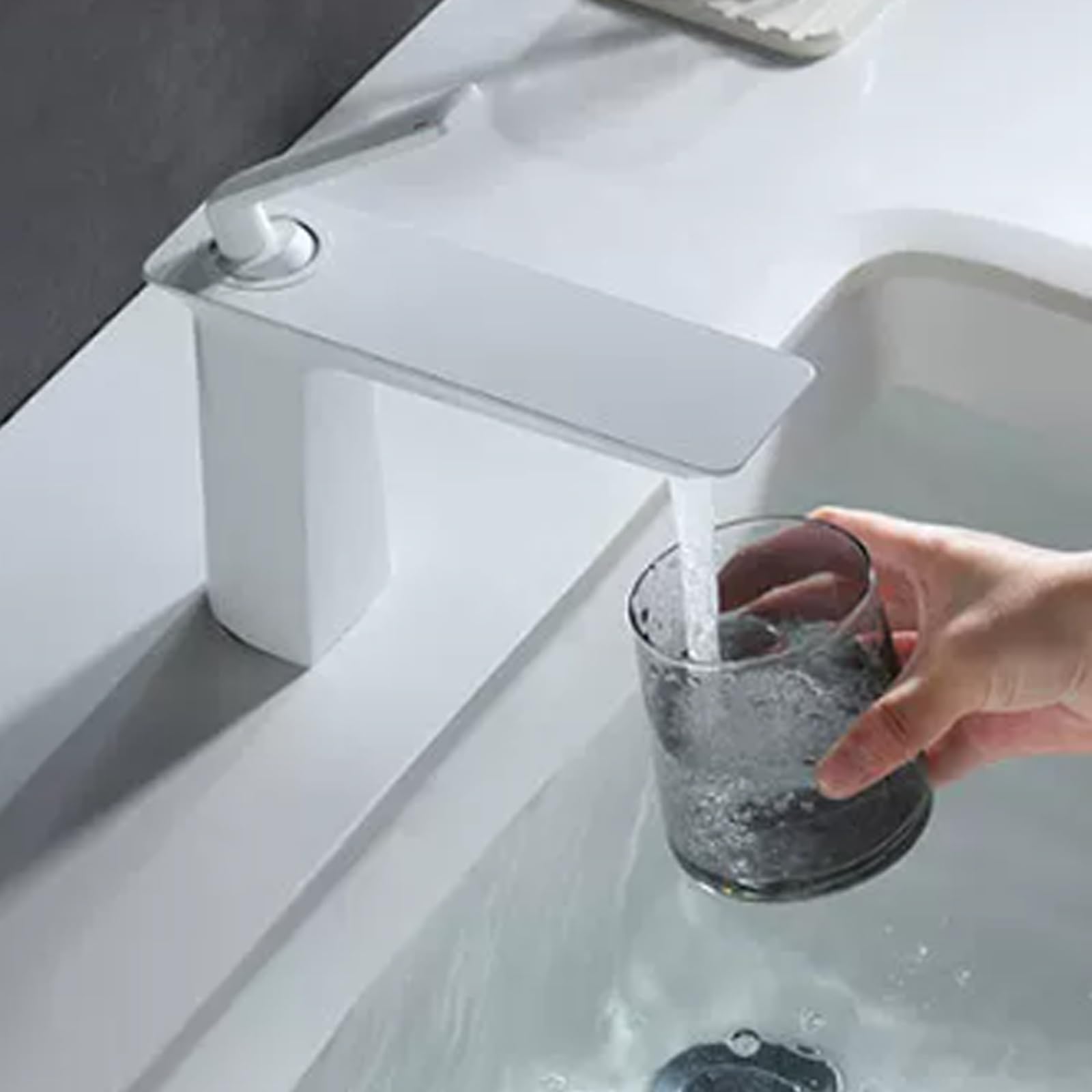 JRUIA Bateria hotelowa do łazienki, wykonana z mosiądzu, chromowana bateria zlewozmywakowa, dopływ ciepłej i zimnej wody, ceramiczny rdzeń zaworu, jednouchwytowa bateria kuchenna,Grey