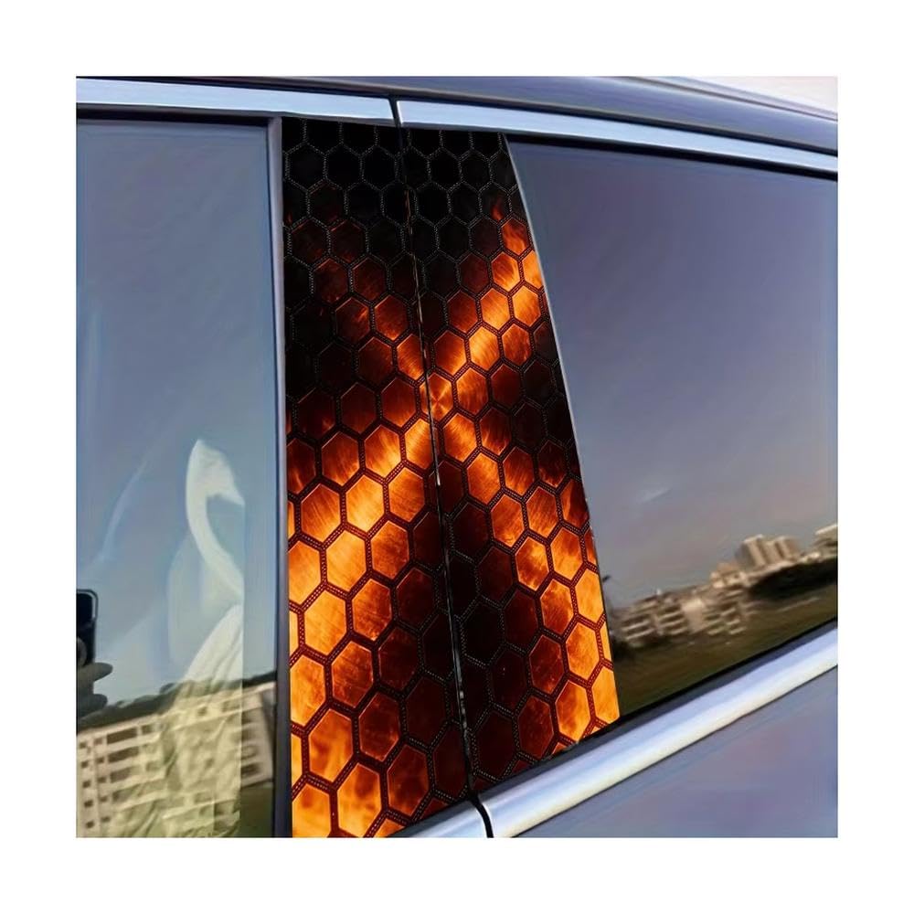 Dabhuoc One Color Car Parts 2Pcs Car B-Pillar Sticker Honeycomb Glossy Protective Polyethylene Film