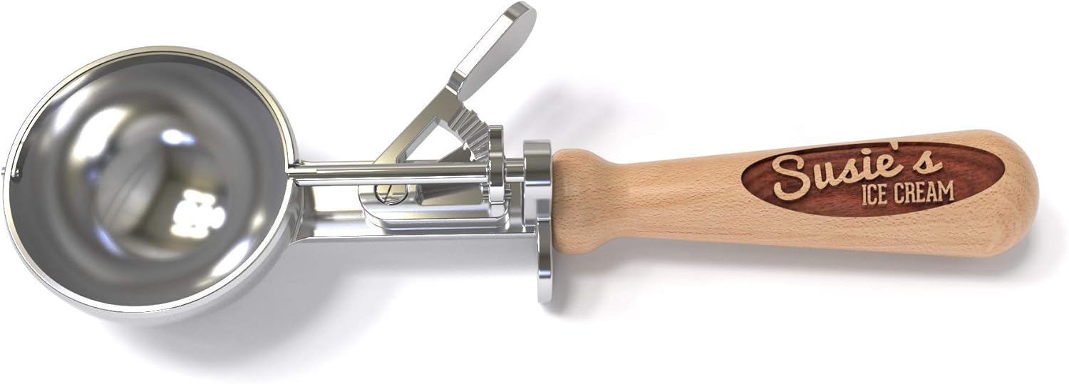 Personalized Ice Cream Scoop, Gift for Her, Baking Present, Cooking Gift, Wood Ice Cream Scoop, Engraved Vintage Trigger Style