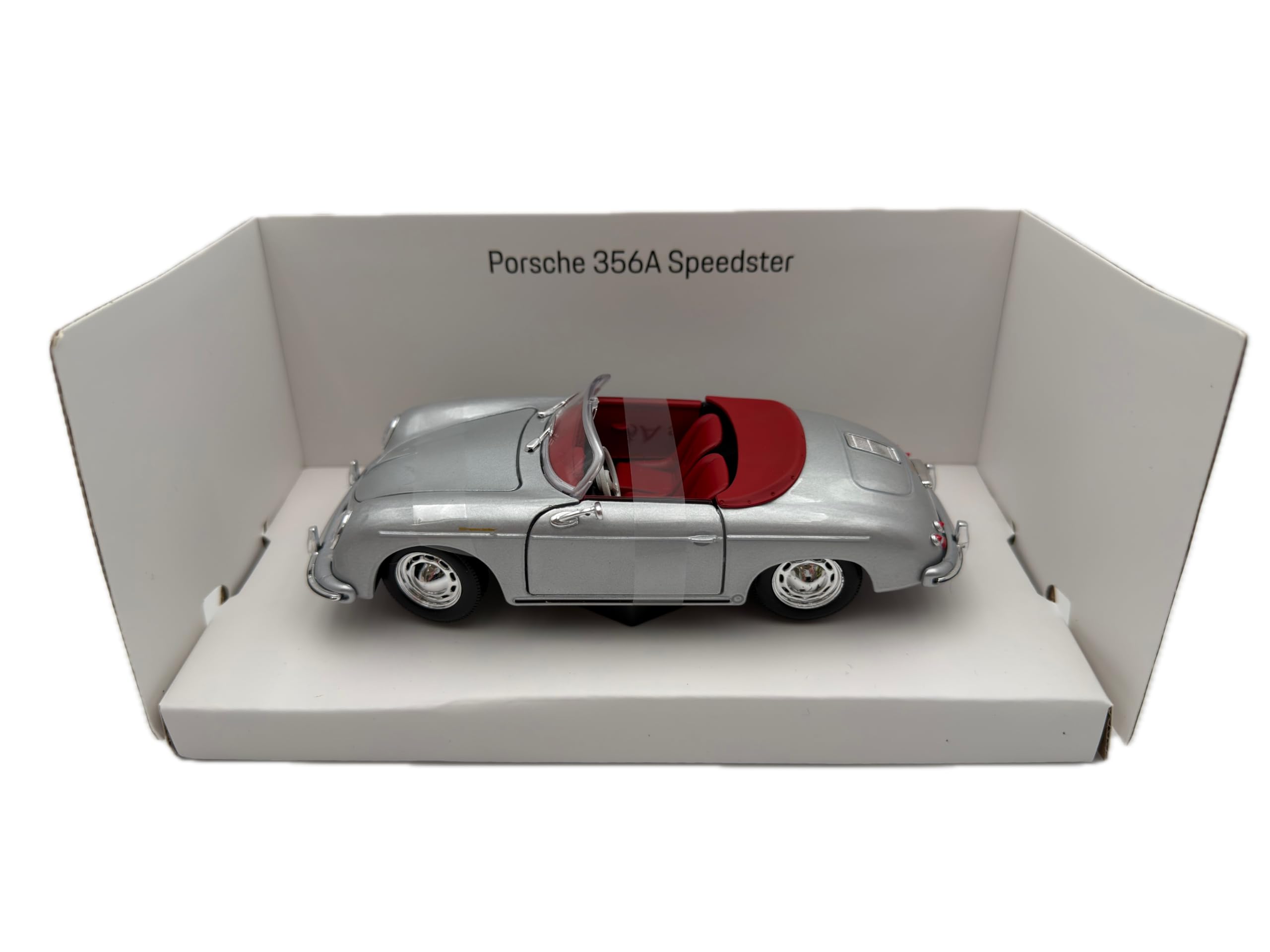 Porsche 356 Speedster Modellauto 1:24, Silber - Detailgetreues Sammlermodell I GT Marketing I Miniatur Fahrzeug (Museum Edition)