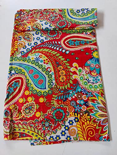 Image of Floral Printed Cotton Fabric Cloth Hand Block Print Fabric Women Material Running Jaipuri Hand Block Printed Women Dress Material Kurtis Natural 44 inch Inches Width 2.5 Meter (Pattern 26)